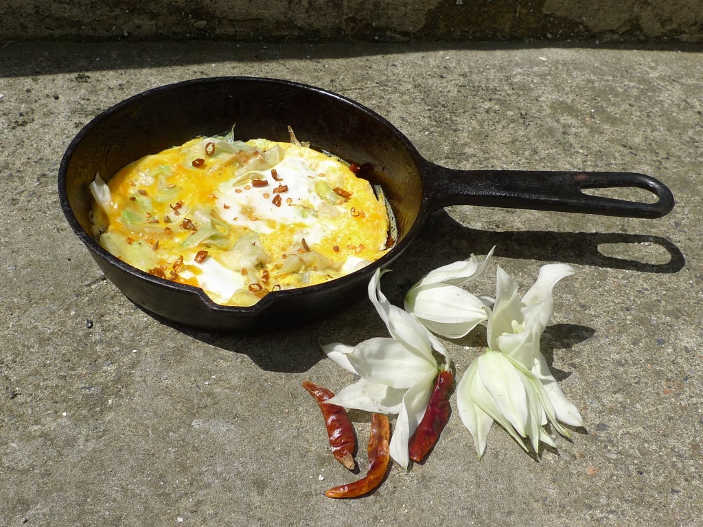 Omeleta s květy yuccy